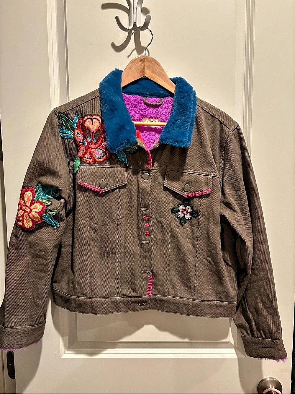Natural Life Tara Embellished Jacket Brown & Purple